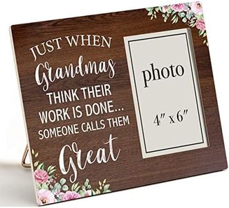 Zauly Great Grandma Wooden Picture Frame Gift, Great Grandmother Wood Photo Frame Gifts Idea for Pregnancy Announcement, Tabletop & Wall Mounting, 4x6 Inch Photo