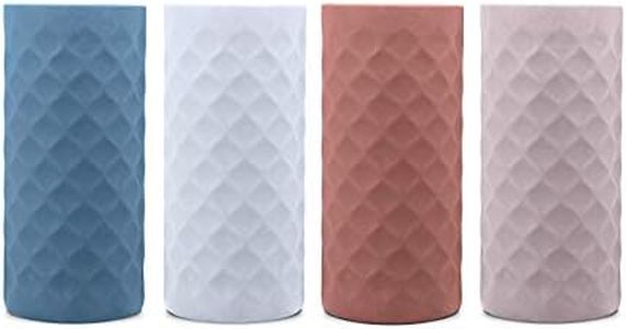 Silicone Sleeves for Glass Water Bottles - 4-Pack of Protective Holders 16-18 oz Capacity - Anti-Slip Protection for Beverage Containers, Smoothies, Juices - Insulating Carriers (Ocean Sunset)