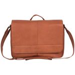 Kenneth Cole REACTION Colombian Leather Slim Single Compartment Flapover Business Messenger Bag, Cognac