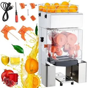 Commercial Juicer Machine, 110V Automatic Feeding Juice Extractor, 120W Orange Squeezer for 20-30 per Minute, with Pull-Out Filter Box SUS 304 Tank PP Cover and Two Peel Collecting Buckets