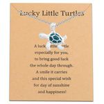 Sea Turtle Necklace With Card Turtle Lover Jewelry Lucky Turtle Going Away Gifts For Friends (Lucky Little Turtles 1uk)