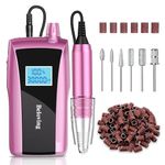 Beloving Rechargeable Portable Nail Drill, 30000rpm Acrylic Nail Drill with LED Display, Professional Electric Nail File Machine Efile Drill for Acrylic Nails, Gel Nails, Cuticle, Manicure, Pedicure, Pink