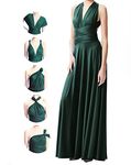 Women Multiway Dress with Bandeau,Multiway Bridesmaid Dresses,Convertible Infinity Dress for Wedding Guest Plus Size Maxi Long Floor Length,Maternity,Prom,Evening Gown,Dark Green,One Size