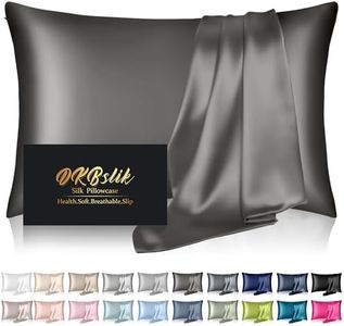 DKBslik Silk Pillowcase for Hair and Skin,Mulberry Pillow Case,Health,Soft Smooth,Anti Acne,Beauty Sleep,Both Sides Natural Satin Covers with Hidden Zipper Gift（Standard Size,Dark Gray）