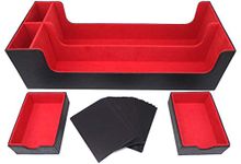 docsmagic.de Premium 2-Row Trading Card Storage Box Black/Red + Trays & Divider - MTG PKM YGO