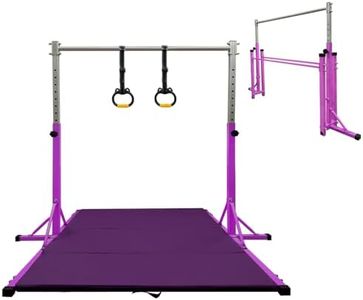 GBVUGY Foldable Gymnastics Kip Bar for Home Indoor Training,Horizontal Bar for Kids Girls Junior,Adjustable Arms from 3' - 5' Gym Equipment,1-4 Levels,300lbs Weight Capacity