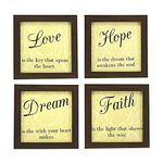 Indianara Wall Motivational Framed Hanging Art Prints (Multicolour, Wood, 18x18x1cm) - Set of 4