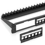 Everest Media Solutions 24 Port Keystone Patch Panel (4-Pack) - Use with Slim Profile Keystones ONLY (Wider Jacks May not fit Side by Side) - with Adjustable Rear Cable Management Bar