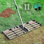 REAPALOT Lawn Leveling Rake, Lawn Leveler with Stainless Steel Long Handle, Heavy Duty Yard Level Tool for Leveling Soil, Dirt Or Sand Surfaces, Gardening Gloves Gift Included (30x10in)