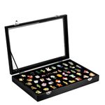 Large Enamel Pin Display Case, 14x9.5 Inch Dustproof Pin Collection Display Frame, Pin Storage Organizer Shadow Box Frame for Military Medal Jewelry Pin Badge Earring Rings Necklaces(Black)