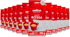 Lavazza Coffee Qualità Rossa, Ground Coffee, 12 Packs of 250 g, Ideal for Moka Pots, with Aromatic Notes of Chocolate and Dried Fruits, Arabica and Robusta, Intensity 5/10, Medium Roasting