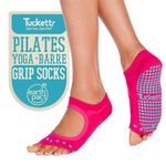 Tucketts Allegro Toeless Non-Slip Grip Socks, Recycled Cotton, Made in Colombia, Mary Jane Style Perfect for Yoga, Barre, Pilates, One Size Fits Most, 1 Pair, Magenta Cacti