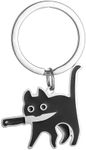 HADWAO Funny Black Cat Metal Keycha
