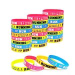 CupaPlay 24 PCS Running Motivational Silicone Wristband- Personalized Silicone Rubber Bracelets-Sports Prizes-Party Favors and Supplies-Birthday Party Goodie Bag Stuffers- Carnival/Events