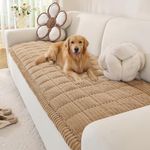 OstepDecor Couch Cover for Dogs, Washable Sofa Covers 3 Seater, Pet Friendly Couch Cover Blanket, Soft Sofa Slipcovers Cushion Protector for Leather, Sectional, Loveseat (27.6" x 70.9", Khaki)