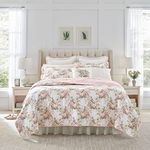 Laura Ashley- Twin Quilt Set, Cotton Reversible Bedding Set, All Season Cottage Home Décor (Joyce Pink, Twin)