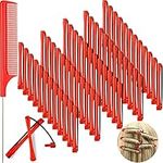 60 Pieces Short Hair Perm Rods Cold Wave Rods Plastic Perming Rods Hair Curling Rollers Curlers with Steel Pintail Comb Rat Tail Comb for Hairdressing Styling Supplies (0.2 Inch, Red)