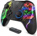 EasySMX 2.4G Wireless Game Controller Joystick for PC/PS3/Nintendo Switch/Steam Deck/Android/Tesla/Vista/TV Box,Rechargeable, M customized Muttons Dual shock, Turbo