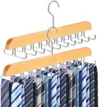 Tie Rack Belt Hanger for Closet, Fitnice Upgraded Non Slip Tie Hanger Space Saving with 20 Foldable Hooks Wooden Belt Tie Organizer for Tank Tops Bras Cami Scarves 2 Pack