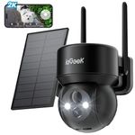 ieGeek 360¡ãWireless Solar Camera - 2K Solar Security Camera Outdoor with 5200mAh Rechargeable Battery,PTZ Battery Wireless wifi CCTV Camera Systems, Color Night Vision,PIR Motion Detection, IP65