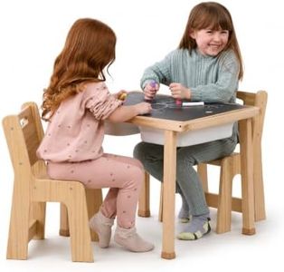Avenlur Cordia Kids Table and Chair Set - Montessori-Inspired Kids Workbench - with Two Chairs, Two Collapsible Bucket Inserts, and Chalkboard - Baby Activity Table