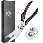 Kitchen Scissors, Heavy Duty Professional Spring Loaded Poultry Shears with Serrated Edge, Stainless Steel Multipurpose No Rust Kitchen Scissors for Cutting Bone Meat Turkey Fish Chicken