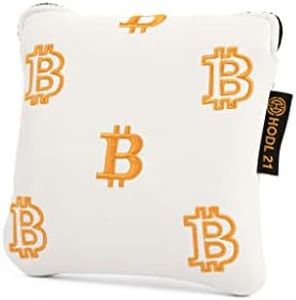 Bitcoin Golf Putter Cover for Blade and Mallet Putters - Golf Headcovers for Club Protection - HODL 21 Golf Accessories (Mallet White)