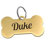 Cmart555 Stainless Steel Laser-Engraved Dog ID Tags (Golden Stainless Steel, No Icon)