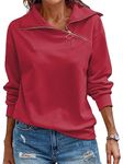 RANPHEE Fall Clothes for Womens 2024 Burgundy Long Sleeve Turtleneck Casual Top Zipper Pullover Sweatshirts Hoodies Fashion Activewear Running Jacket M