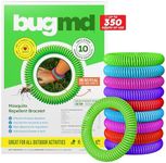 BugMD 10 Pack Mosquito Bracelets, DEET-Free Bands for Adults & Kids, Natural & Waterproof Citronella Wristbands for Camping, Hiking, Beach, Travel & Outdoor Essentials