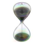 CNCJ Hourglass 60 Minute Sand Timer, Black Sand Clock, Large Hourglass Sand Time with 7 Colored Glass, Sand Watch 60 Min, Minimalist Unique 1 Hour Glass Sandglass for Home, Desk, Office Decorative