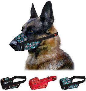 CollarDirect Dog Muzzle - Adjustable Soft Breathable Tribal Nylon Dog Mouth Guard Cover for Small, Medium and Large Dogs, Anti Chewing, Barking & Biting (Pattern 3; M/L)