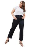 Style Quotient Women Plus Size Black Mom Fit High Rise Stretchable Jeans