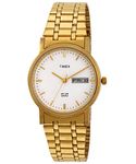 TIMEX Men Stainless Steel Classics Analogue White Dial Watch-A503, Band Color-Gold