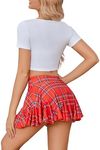 Avidlove Plaid Skirts for Women Sexy Pleated Mini Skirt Red Lingerie Skirt Ruffle Skirt Plus Size (Red Plaid,XXL)