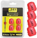 JNB Pro 4 Pcs Magnetic Screw Ring Magnetizer for Screwdriver Bits, Removable 1/4 Inch 6.35 mm Hex Universal Sleeve Bit Magnet Holder - Magnets for Screw Drivers, Power Bit Tools