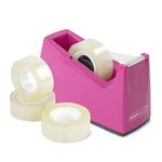 Rapesco 1621 300 Tape Dispenser and 4 Tape Rolls, Hot Pink