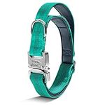 Black Rhino - Tactical Dog Collar Ultra-Soft Neoprene Padded Dog Collars for Medium, Large, XL Dogs | Heavy Duty Metal Buckle | Padded Handle for Dog Training (Medium, Aqua)