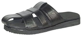 DOCTOR CHOICE Men's Comfortable, Lightweight & Stylish Floater/Sandal Foam/REXIN (Black, Numeric_6)