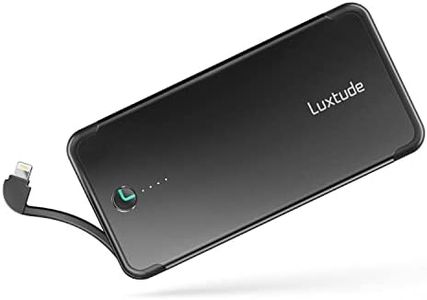 Luxtude 10000mAh Portable Charger for iPhone Built-in Lightning Cable, Mfi Apple Certified Slim Power Bank Portable Phone Charger, Fast Charging External Battery Pack for iPhone, Samsung, iPad etc.