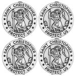 Tallew 4 Pieces St Christopher Visor Clip Religious Car Medals Catholic St Christopher Medal for Car Automotive Sun Visor Accessories for Parent Family Friend