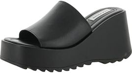 Steve Madden Women's Pepe30 Slide Sandal, Black Leather, 8.5