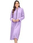 Ekouaer Plus Size Robe Zip Up Fleece Bathrobe Warm Winter Fleece Plush Loungewear Housecoat with Pockets Purple XXLarge