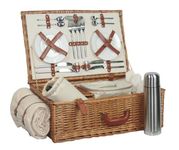 Red Hamper FH017 4 Person Deluxe Fully Fitted Traditional Picnic Basket, Brown, 22 x 58 x 38 cm