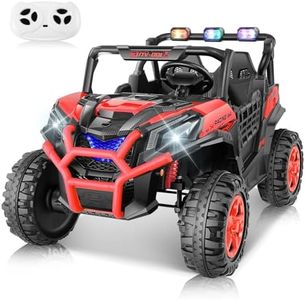 Hikole 24V Ride on Car Truck with Remote Control, 4WD/2WD Switchable 2 Seater Kids UTV with 4x200W Powerful Motors, Colorful LED Lights, Spring Suspension, Ride on Toys for Kids 4-8, Red