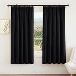 PONY DANCE Bedroom Blackout Curtains - Pencil Pleat Thermal Window Treatments Privacy Protected Heavy Duty Curtain Drapery for Living Room Halloween Decoration, 2 Panels, W66 X L72, Black