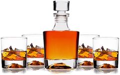 Whiskey Decanter Glasses Gift Set - 4 Whiskey Glasses - Airtight Stopper for Wine, Bourbon, Brandy, Juice, Water - Decanter Sets For Men Christmas Gifts for Dad Boyfriend Husband Him - Bezrat