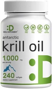 DEAL SUPPLEMENT Antarctic Krill Oil, 1,000mg Per Serving, 240 Softgels – Mercury Free, No Fishy Taste – Rich in Omega-3s, EPA, DHA, Astaxanthin, & Phospholipids – Non-GMO, No Gluten