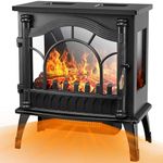 Joy Pebble Electric Fireplace Heater, 20'' Infrared Fireplace Heater 1000/1500W, 3D Realistic Flames Effect, ETL Certificated & Low Noise, Adjustable Flame Brightness, Overheating Protection