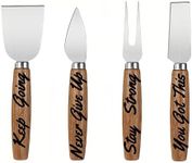 Relxinke Cheese Knife with Wooden Long Handle ，Engraved Theme, Stainless Steel Cheese Slicer for Charcuterie Boards, Ideal Gift Cheese Knife with Wood Handle